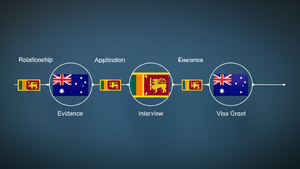 Flowchart of the Australian Partner Visa process for Sri Lankan applicants.
