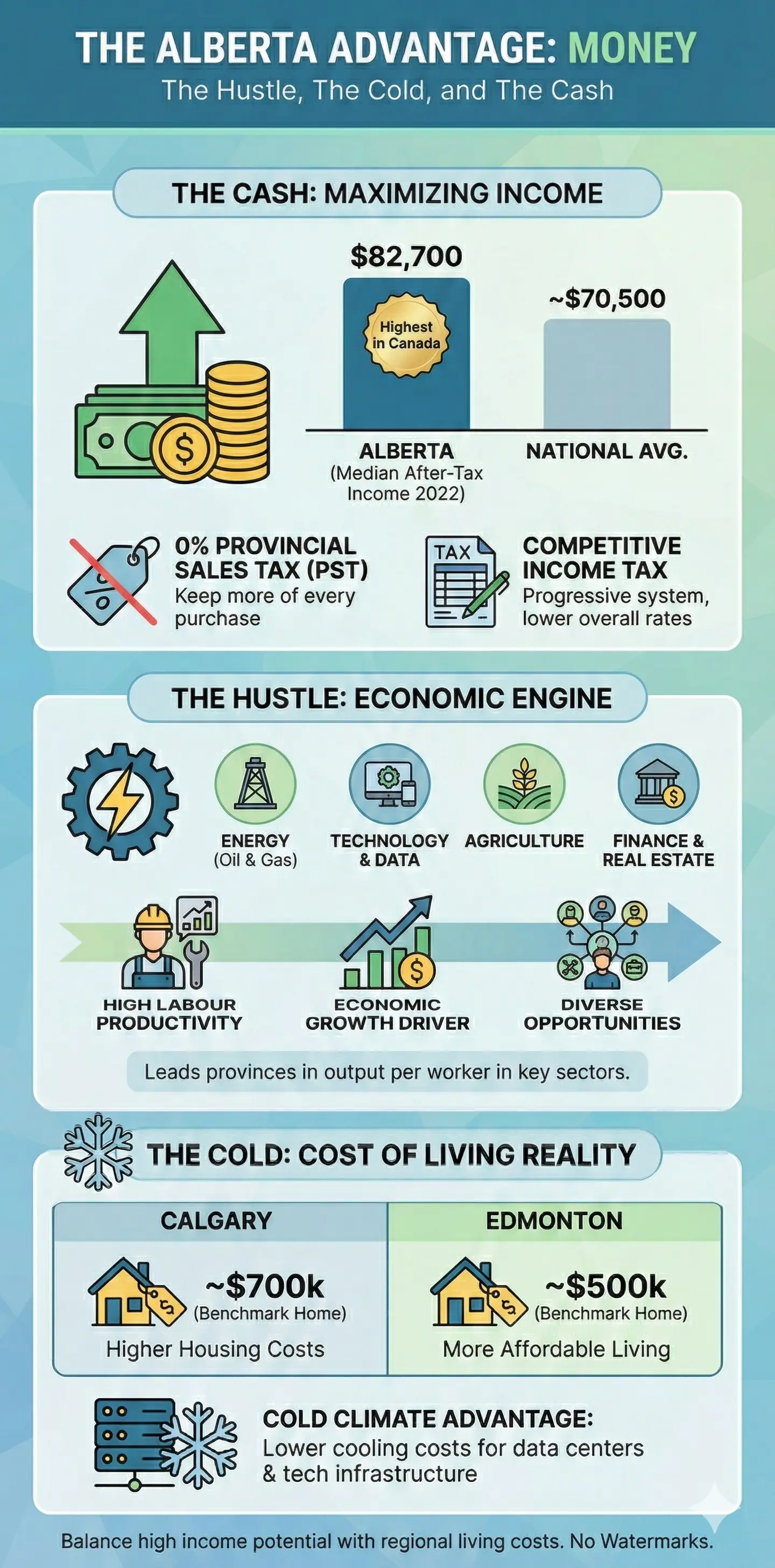 Infographic: Alberta: The Hustle, The Cold, and The Cash — key facts and figures at a glance