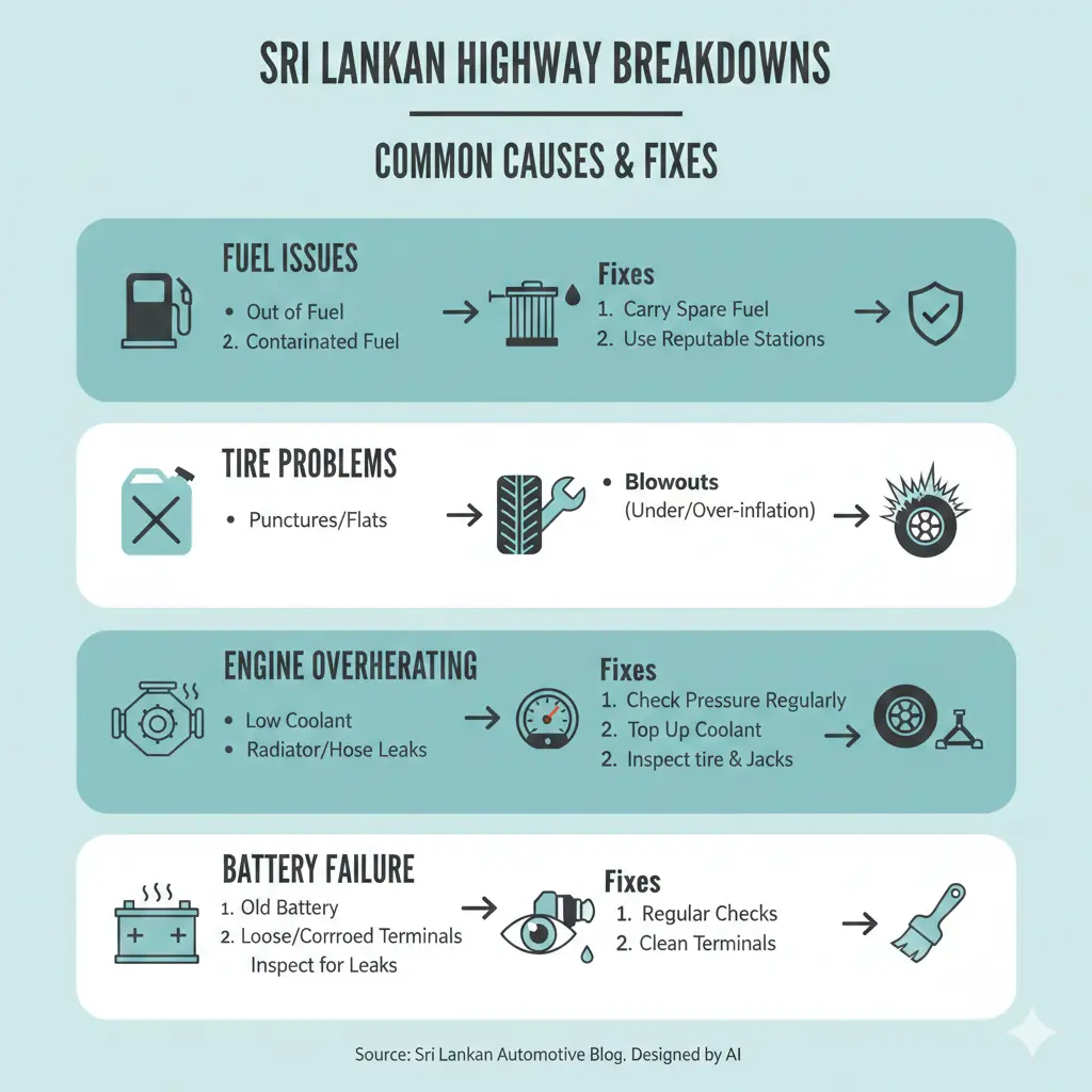 Infographic: Common Car Breakdowns on Sri Lankan Highways and How to Fix Them — key facts and figures at a glance