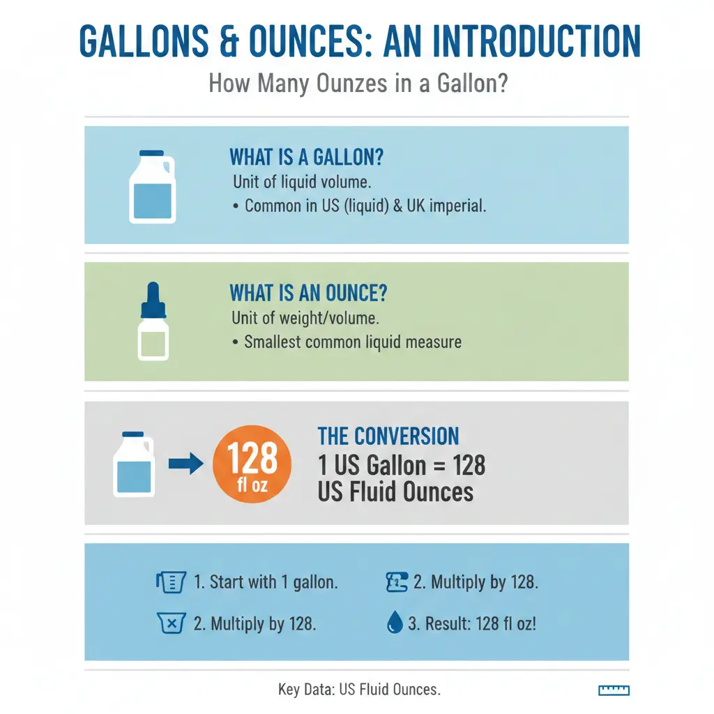 Infographic: How Many Ounces in a Gallon — key facts and figures at a glance