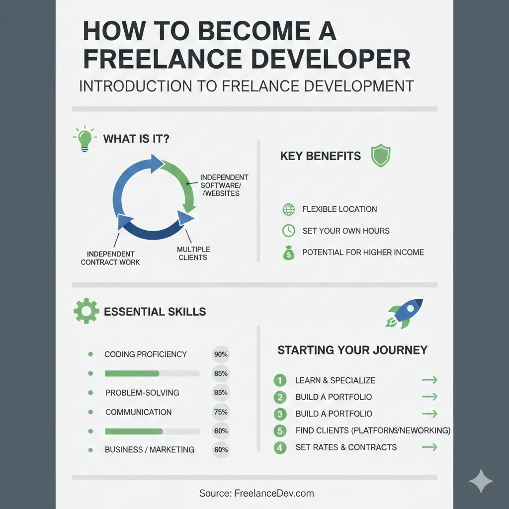 Infographic: How to Become a Freelance Developer — key facts and figures at a glance