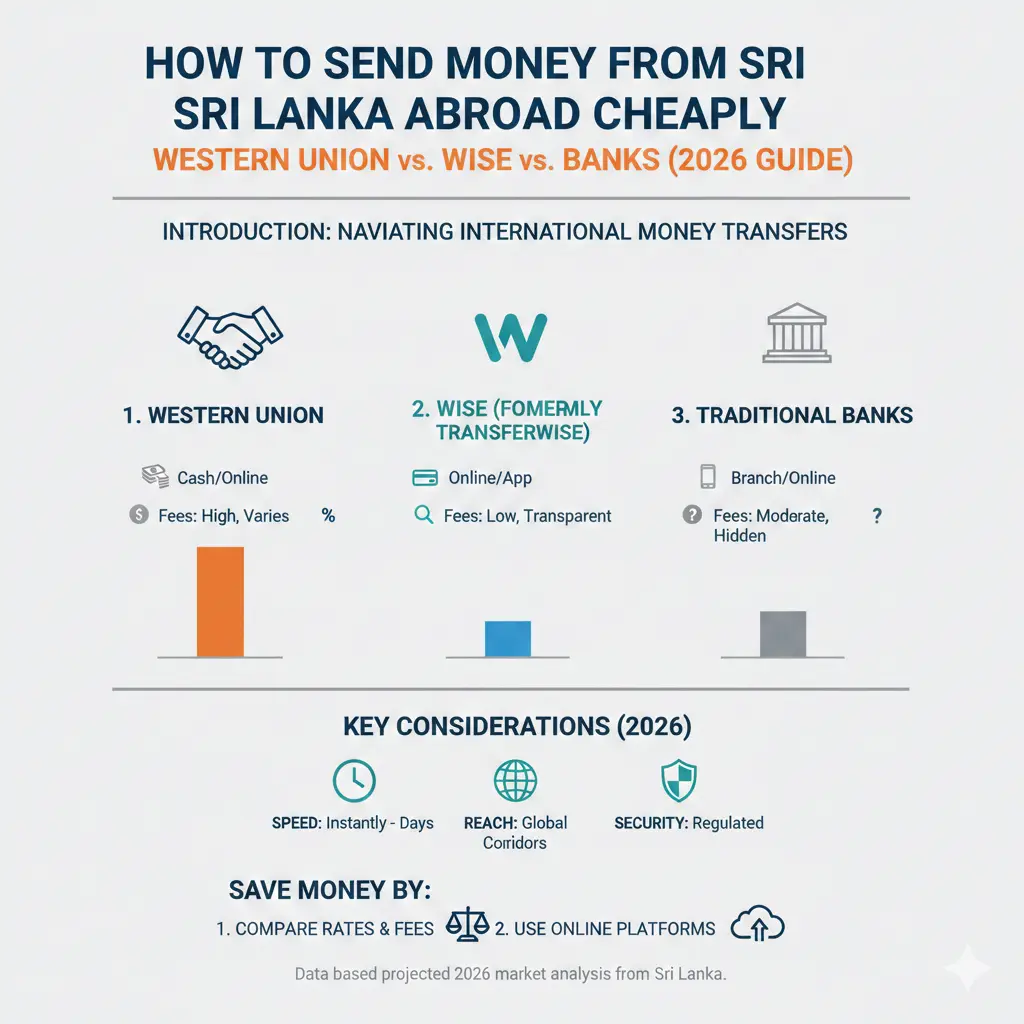 Infographic: How to Send Money from Sri Lanka Abroad Cheaply: Western Union vs Wise vs Banks (2026 Guide) — key facts and figures at a glance