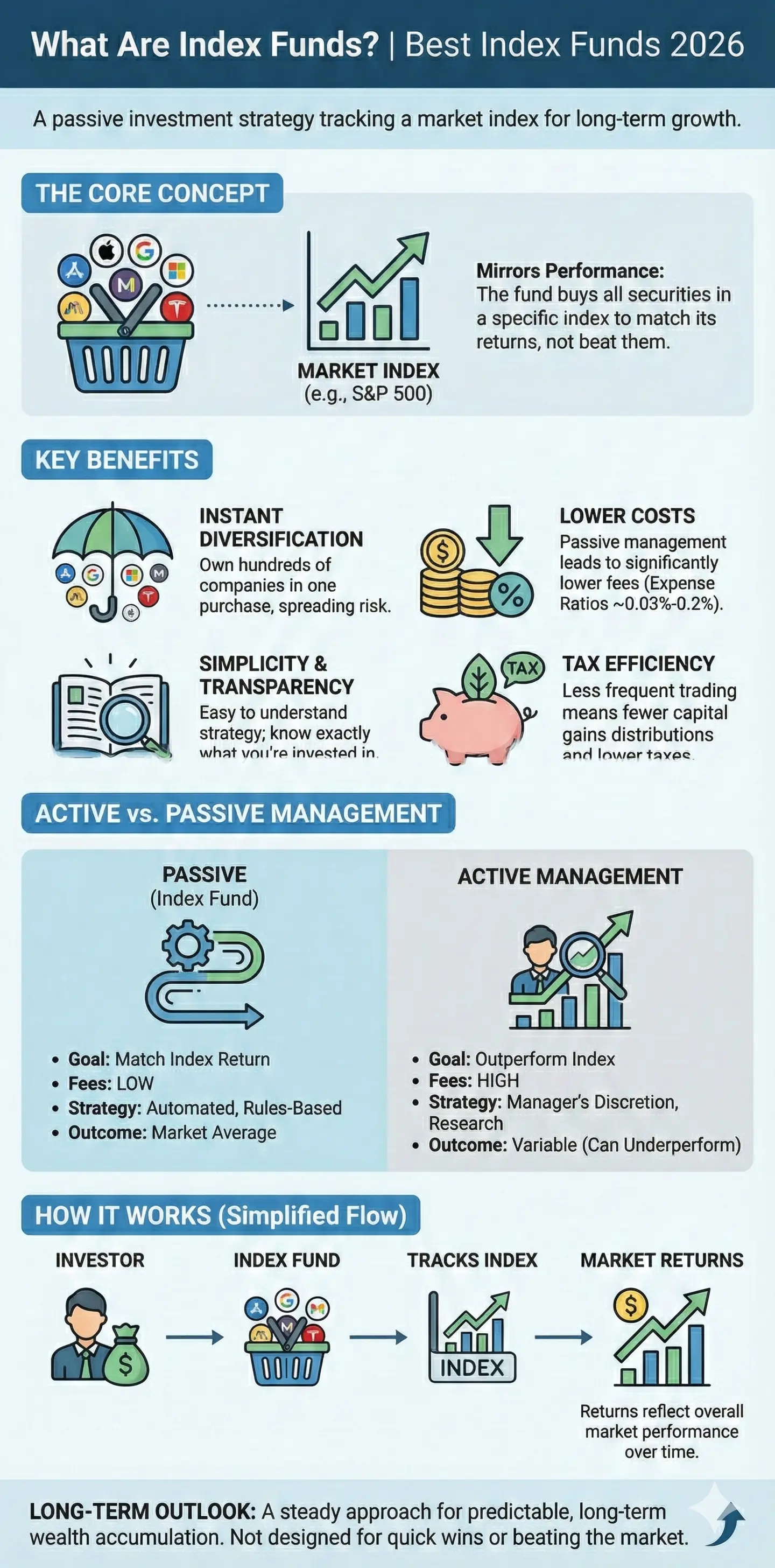 Infographic: Best Index Funds 2026 — key facts and figures at a glance