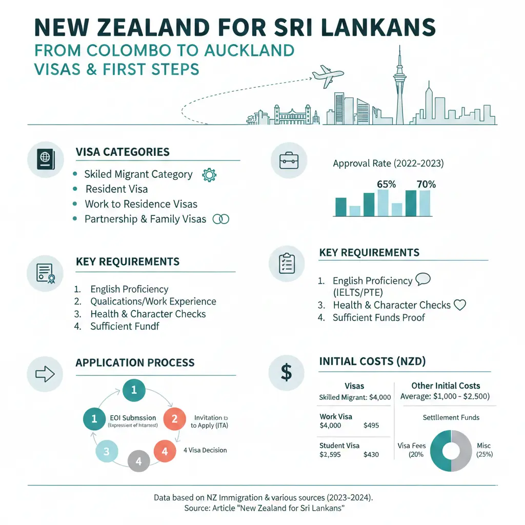 Infographic: New Zealand for Sri Lankans: From Colombo to Auckland – housing, healthcare, and employment realities — key facts and figures at a glance