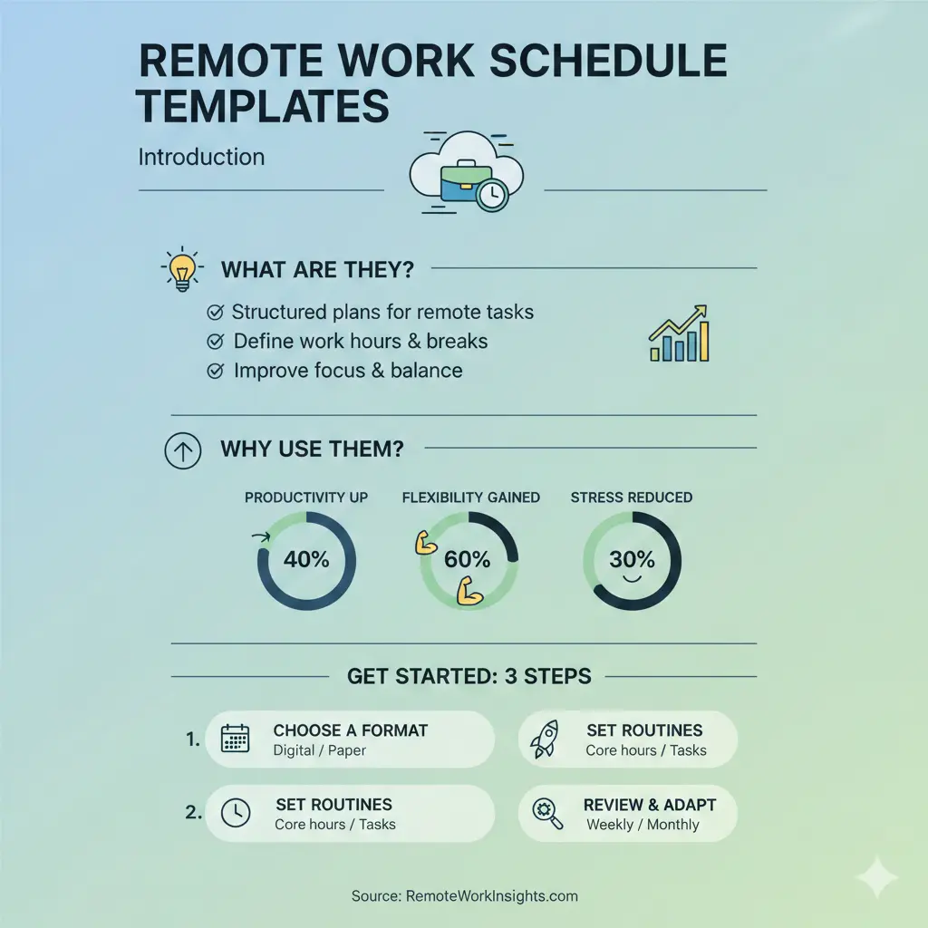 Infographic: Remote Work Schedule Templates — key facts and figures at a glance