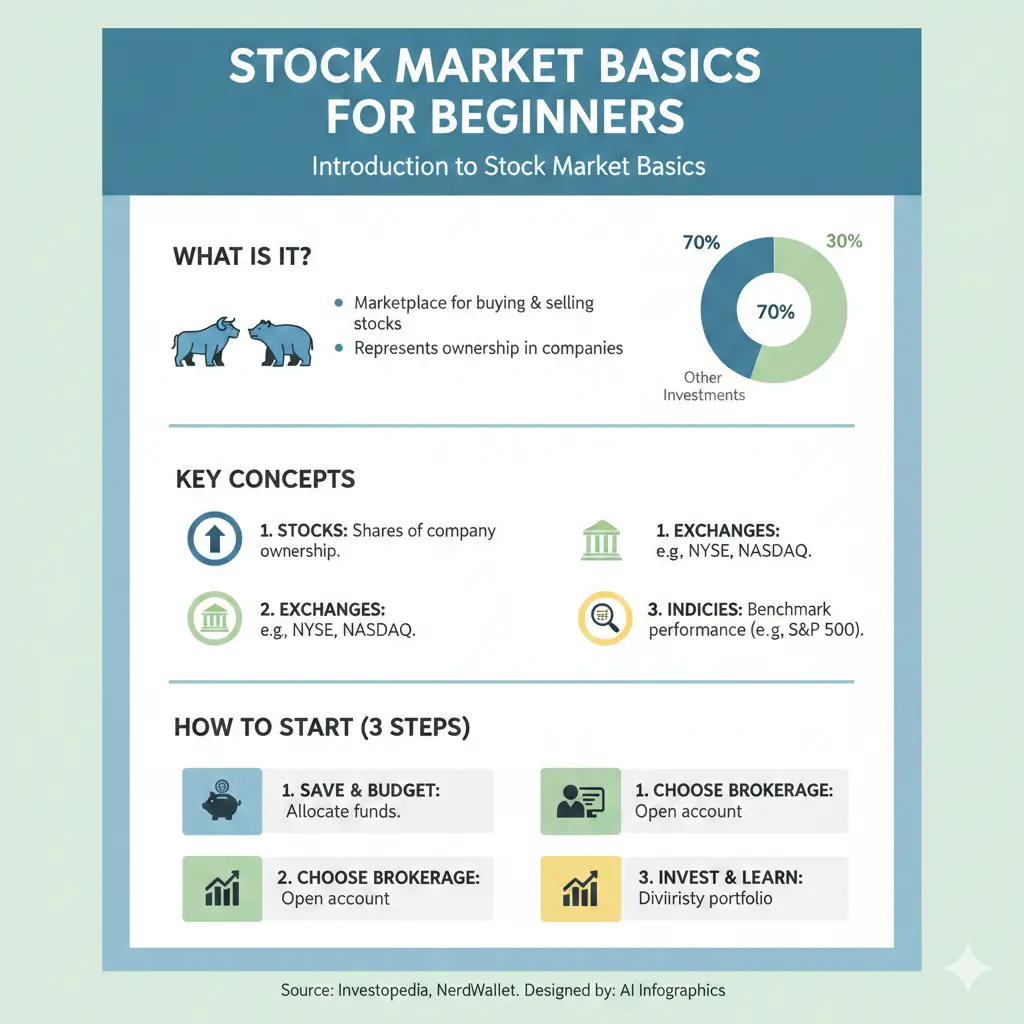 Infographic: Stock Market Basics for Beginners — key facts and figures at a glance