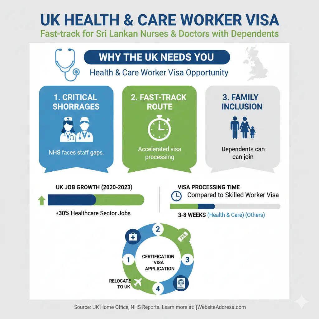 Infographic: UK Health & Care Worker Visa: Fast-track for Sri Lankan nurses/doctors with dependents — key facts and figures at a glance
