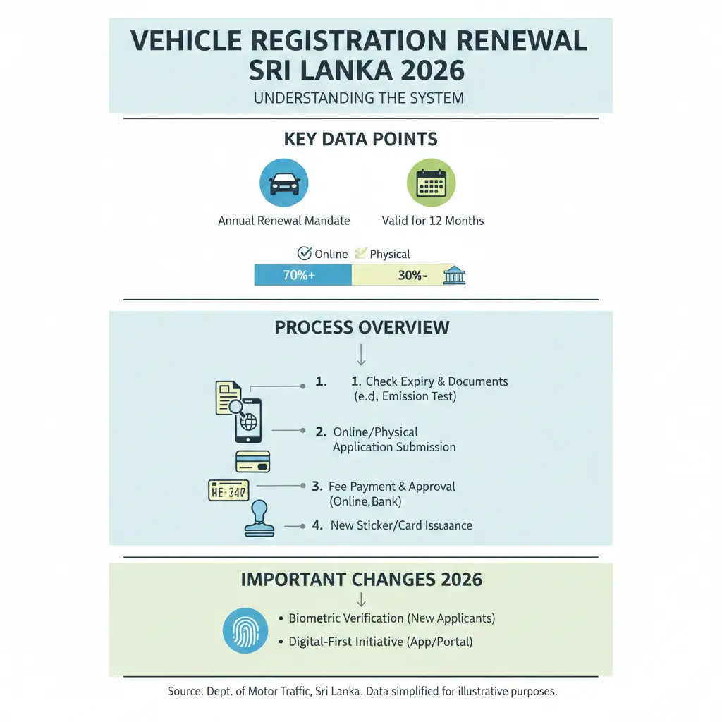 Infographic: Vehicle Registration Renewal Process in Sri Lanka 2026 — key facts and figures at a glance