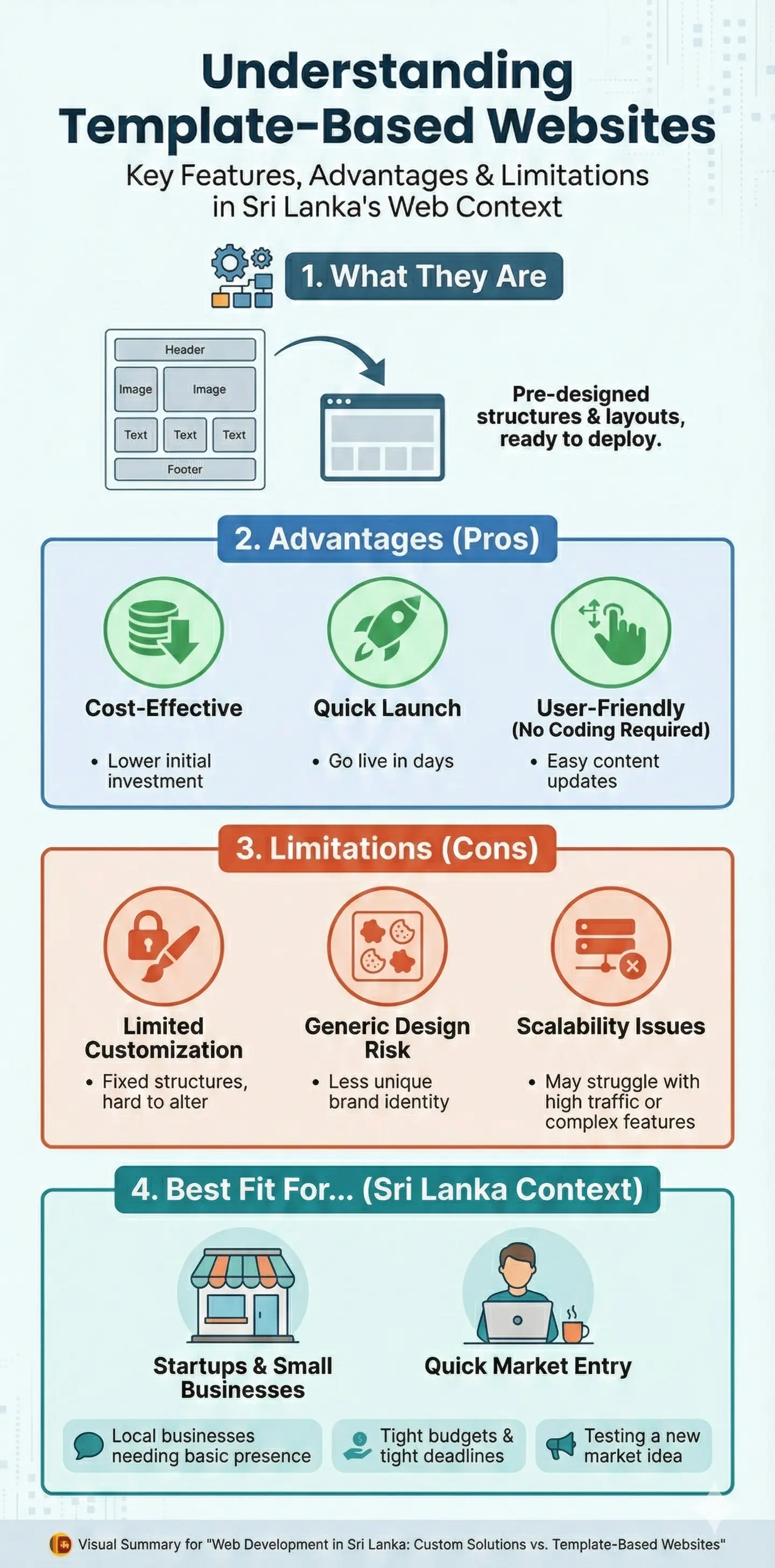 Infographic: Web Development in Sri Lanka: Custom Solutions vs. Template-Based Websites—Which Is Right for Your Business? — key facts and figures at a glance