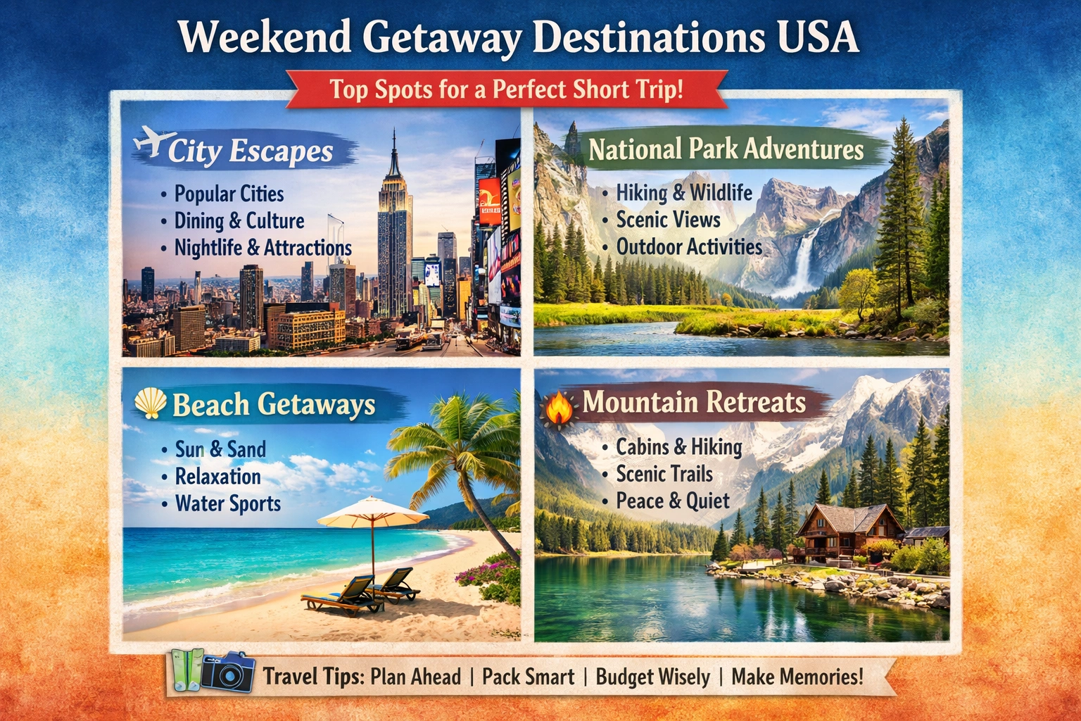 Weekend Getaway Destinations USA