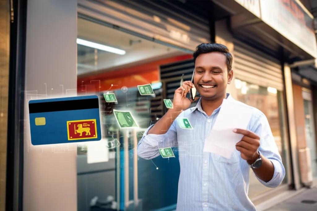 Sri Lankan expatriate in Dubai sending a low-fee remittance home through a money exchange service