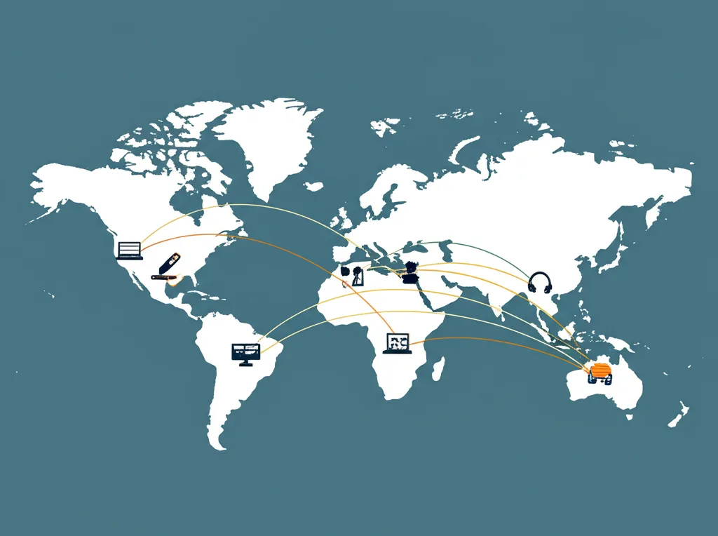 Map of Sri Lanka connected to global cities, symbolizing remote job opportunities