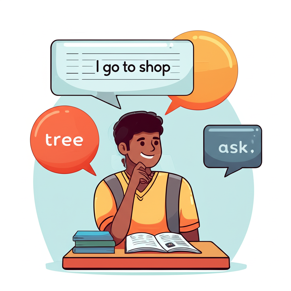 Sri Lankan learner thinking about common English mistakes and their corrections