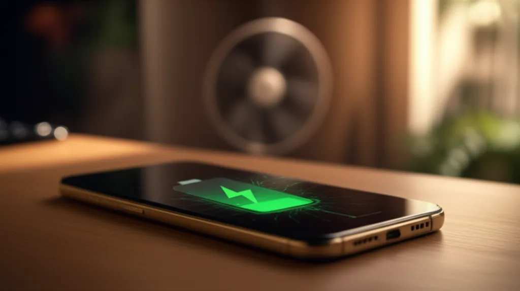 Smartphone showing large full battery and fast charging in a Sri Lankan home