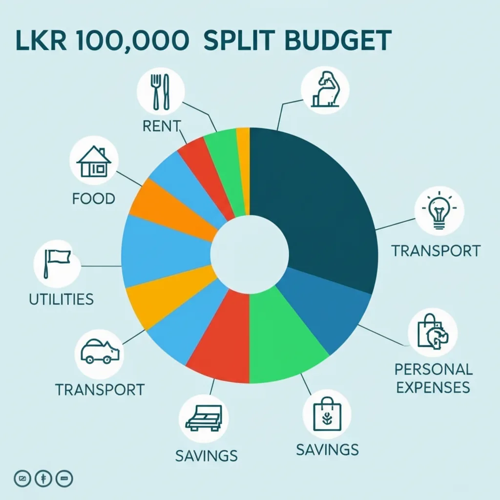 Infographic of a LKR 100,000 monthly salary split into main expense categories
