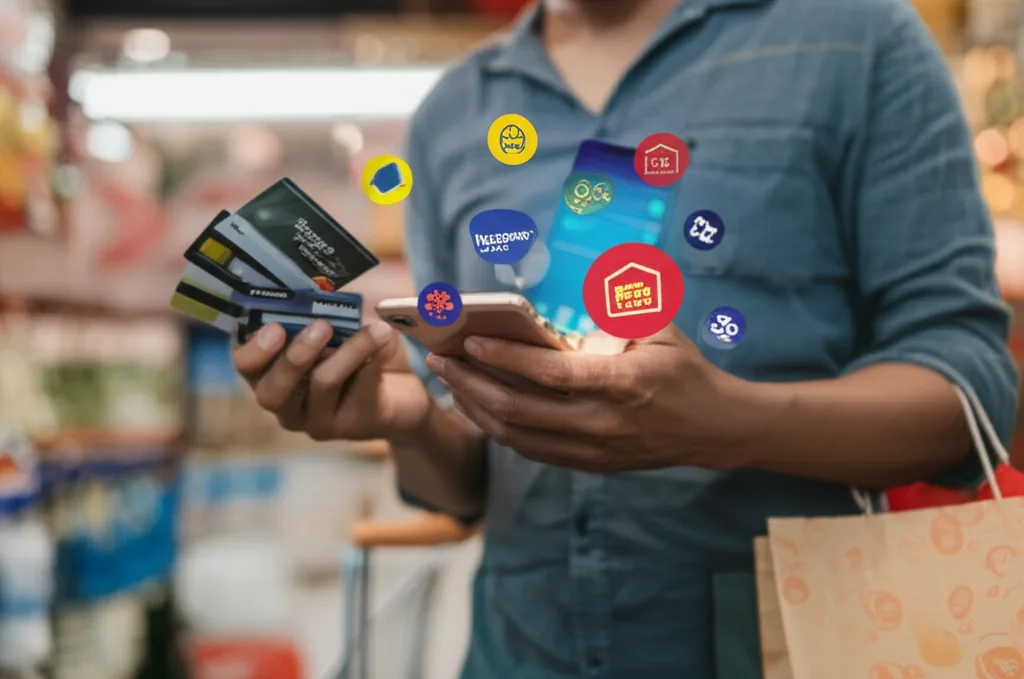 Sri Lankan shopper combining bank cards and loyalty apps to stack discounts