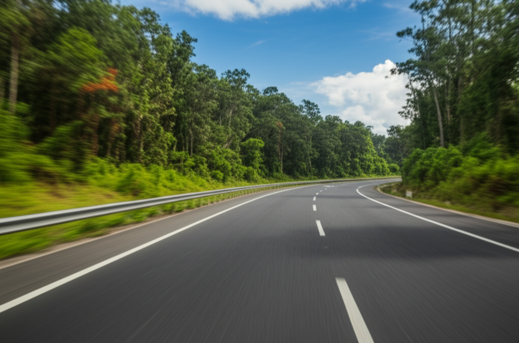 A view of a car driving on a Sri Lankan expressway, highlighting efficient route choice.