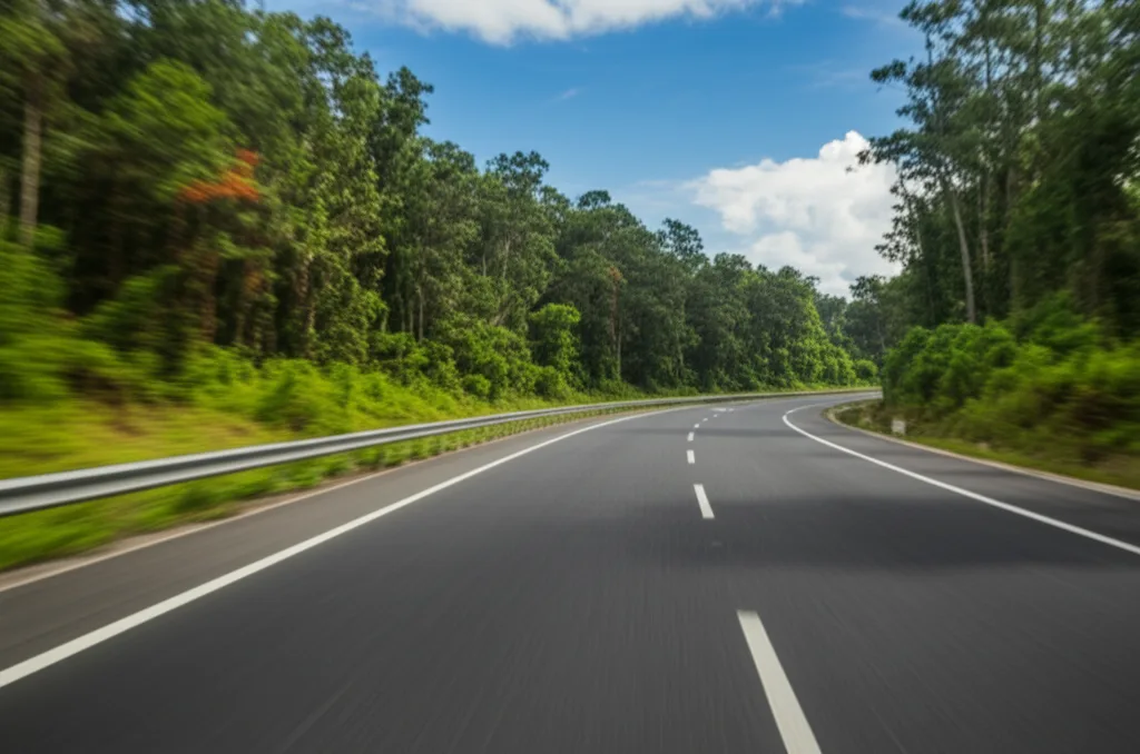 A view of a car driving on a Sri Lankan expressway, highlighting efficient route choice.