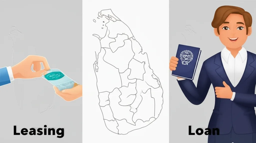 A diagram comparing the concept of vehicle leasing versus a personal loan for a car.