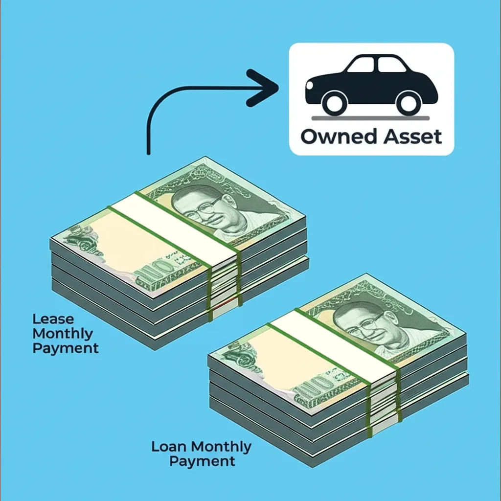 A financial comparison of monthly costs and final asset value for vehicle leasing and personal loans in Sri Lanka.