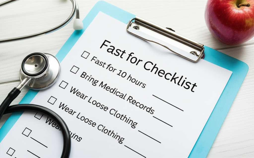 A checklist showing the necessary preparations for an annual health checkup.