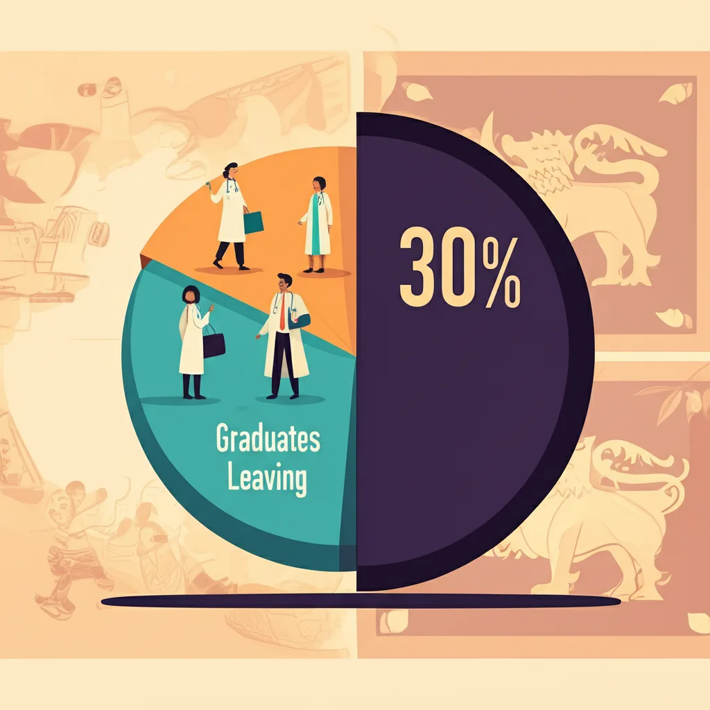 A chart illustrating that 30% of Sri Lankan graduates from key sectors are leaving the country.