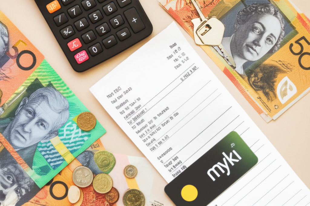 An overview of first-year living costs in Australia, including money, keys, and receipts.