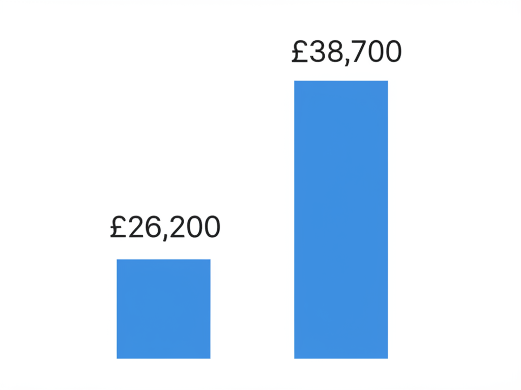 A calculator and Pound Sterling currency, symbolizing the new £38,700 salary calculation for the Skilled Worker visa.