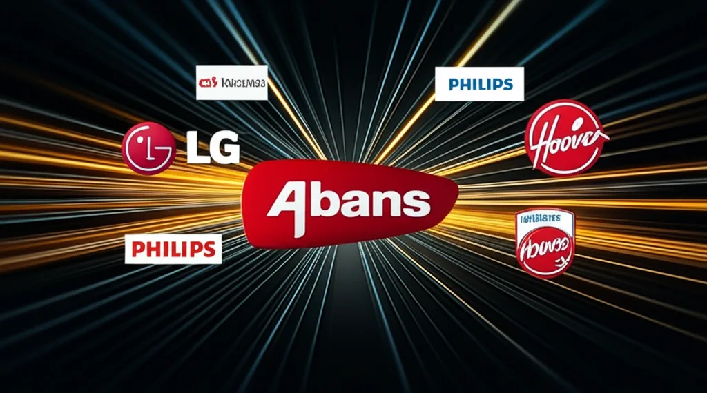 Infographic illustrating the global brand partnerships forged by Abans Group.
