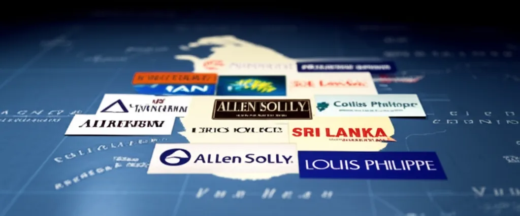 Logos of international menswear brands pointing towards Sri Lanka.
