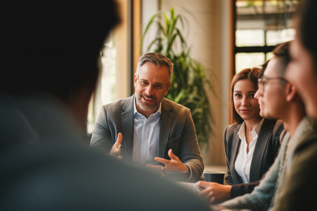 Hussain Sadique mentoring the next generation of business leaders.
