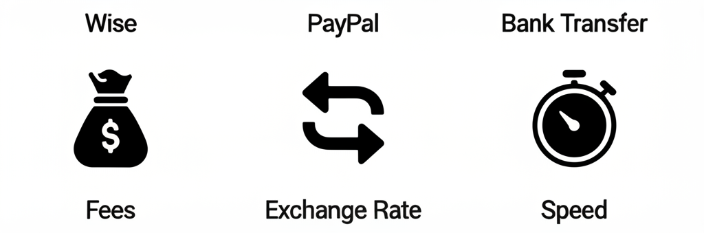 A chart comparing the fees, exchange rates, and transfer speeds of Wise, PayPal, and bank transfers for AUD to LKR.