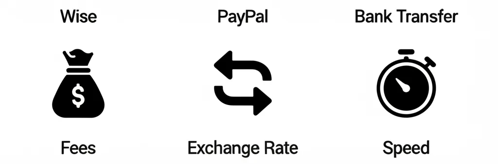 A chart comparing the fees, exchange rates, and transfer speeds of Wise, PayPal, and bank transfers for AUD to LKR.