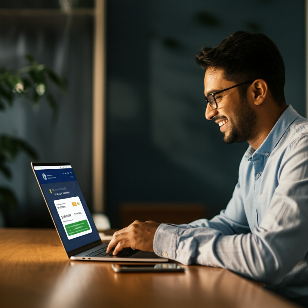 A person feeling satisfied after choosing the best remittance service for their needs to send money to Sri Lanka.