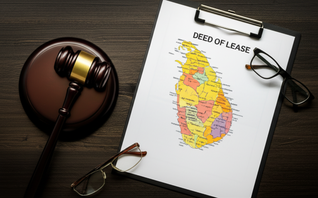 Legal documents and a gavel symbolizing the laws for foreign property ownership in Sri Lanka.