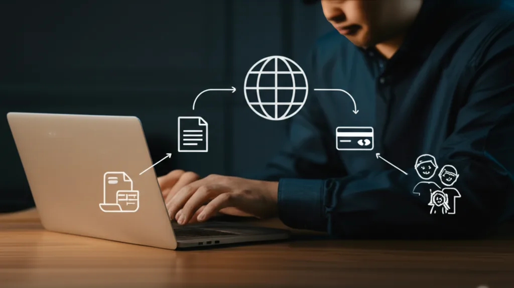 A flowchart showing the simple steps for a Sri Lankan expat to buy insurance for their family.
