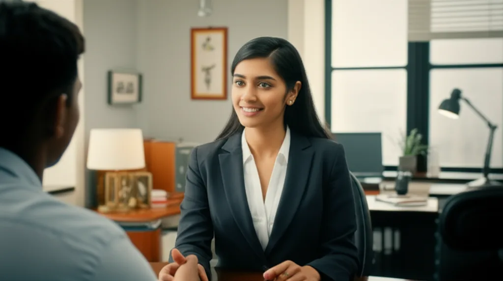 A Sri Lankan applicant during a partner visa interview.