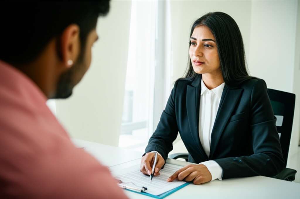 A Sri Lankan applicant getting professional advice for a work visa appeal strategy.