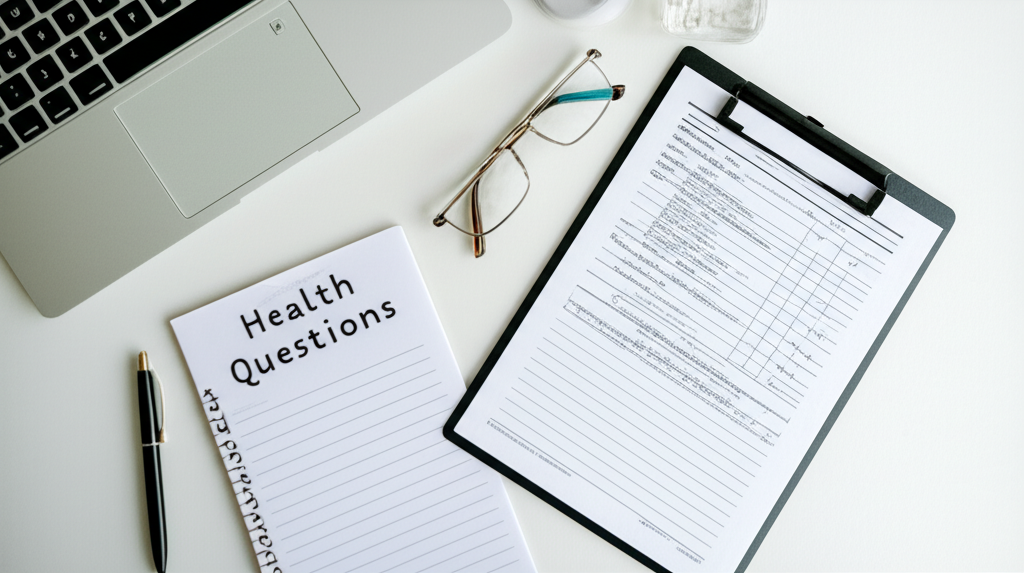 A checklist and documents prepared for a telehealth appointment.