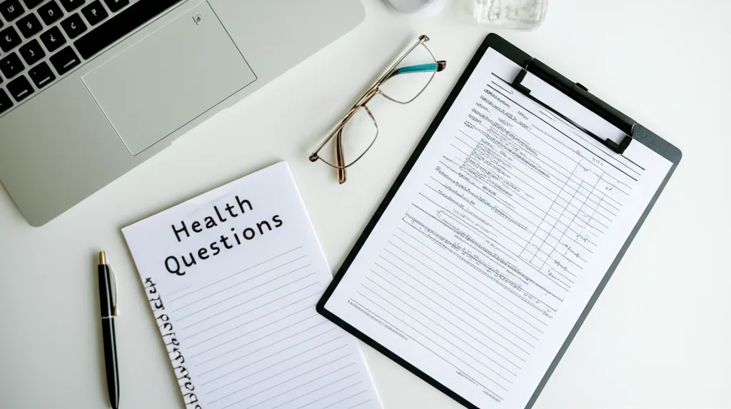 A checklist and documents prepared for a telehealth appointment.