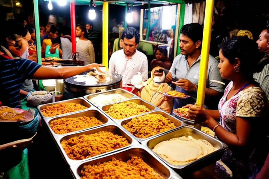 A delicious and affordable spread of Sri Lankan street food, perfect for budget travelers.