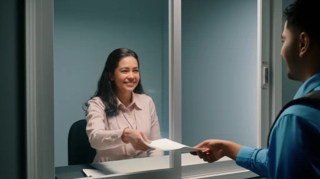 A Sri Lankan student confidently answering questions at the F-1 visa interview.