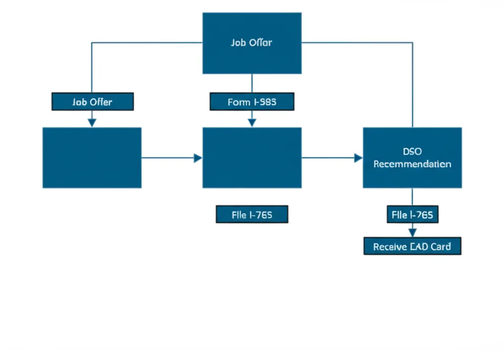 A step-by-step flowchart of the STEM OPT application process for Sri Lankan graduates.