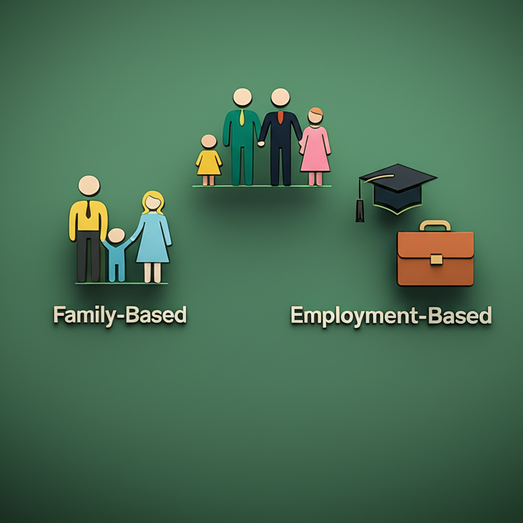A close-up of a US Green Card and a Sri Lankan passport.