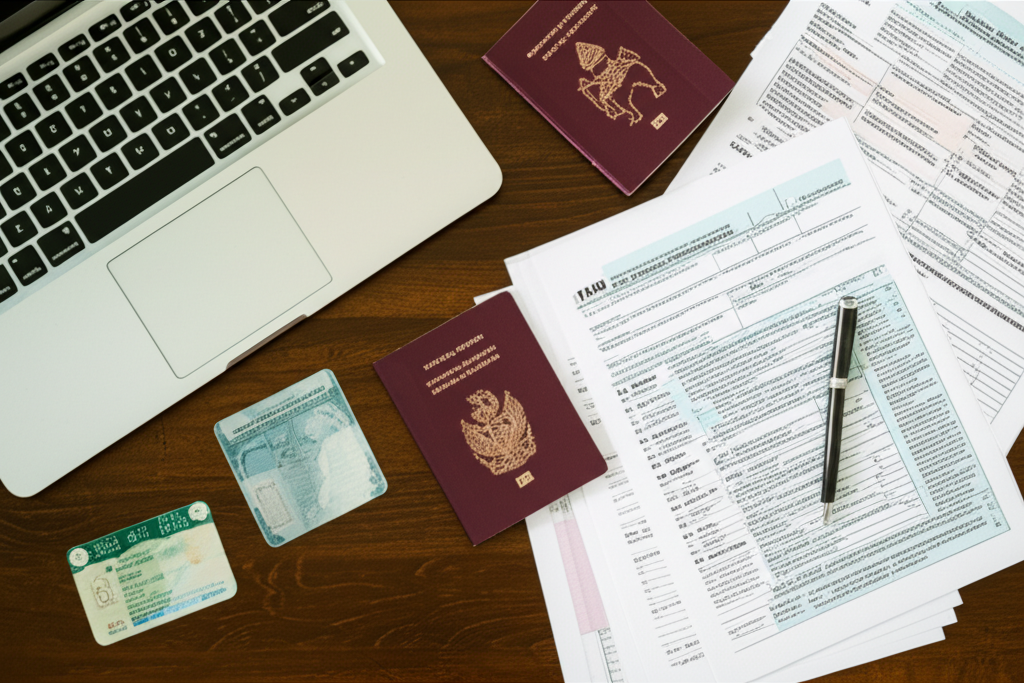 A person carefully filling out the Form N-400 Application for Naturalization online.