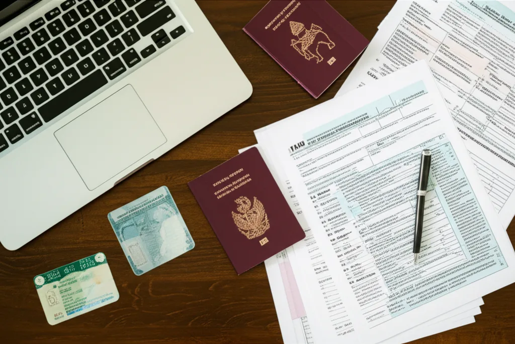 A person carefully filling out the Form N-400 Application for Naturalization online.