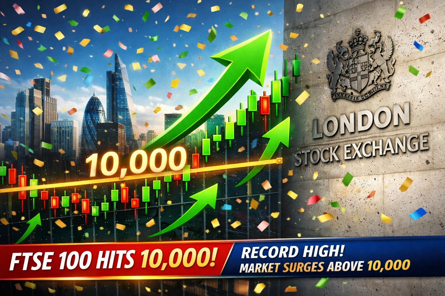 UK: FTSE 100 Hits Historic 10,000 Milestone