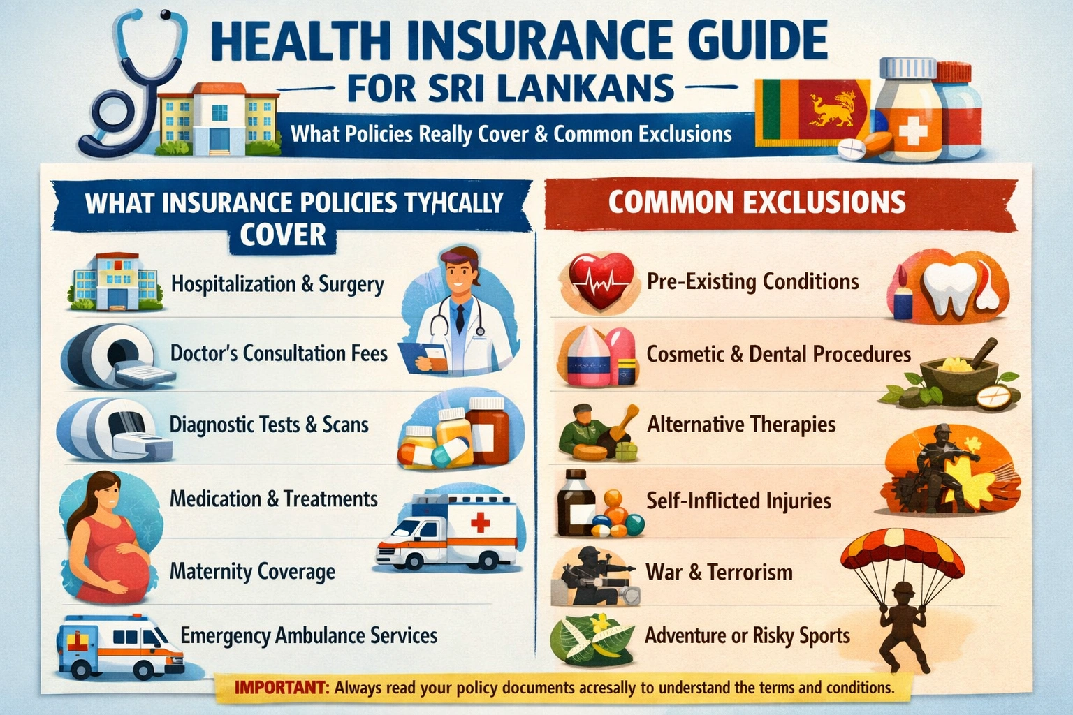 Health insurance guide for Sri Lankans: What policies really cover and common exclusions