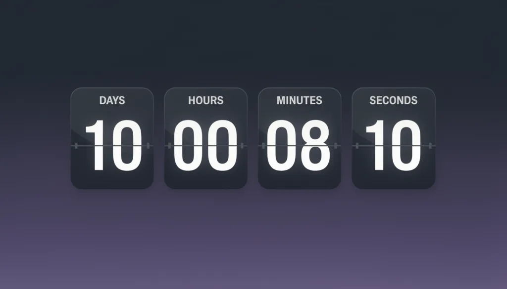 Countdown Timer showing days, hours, minutes, and seconds until an event