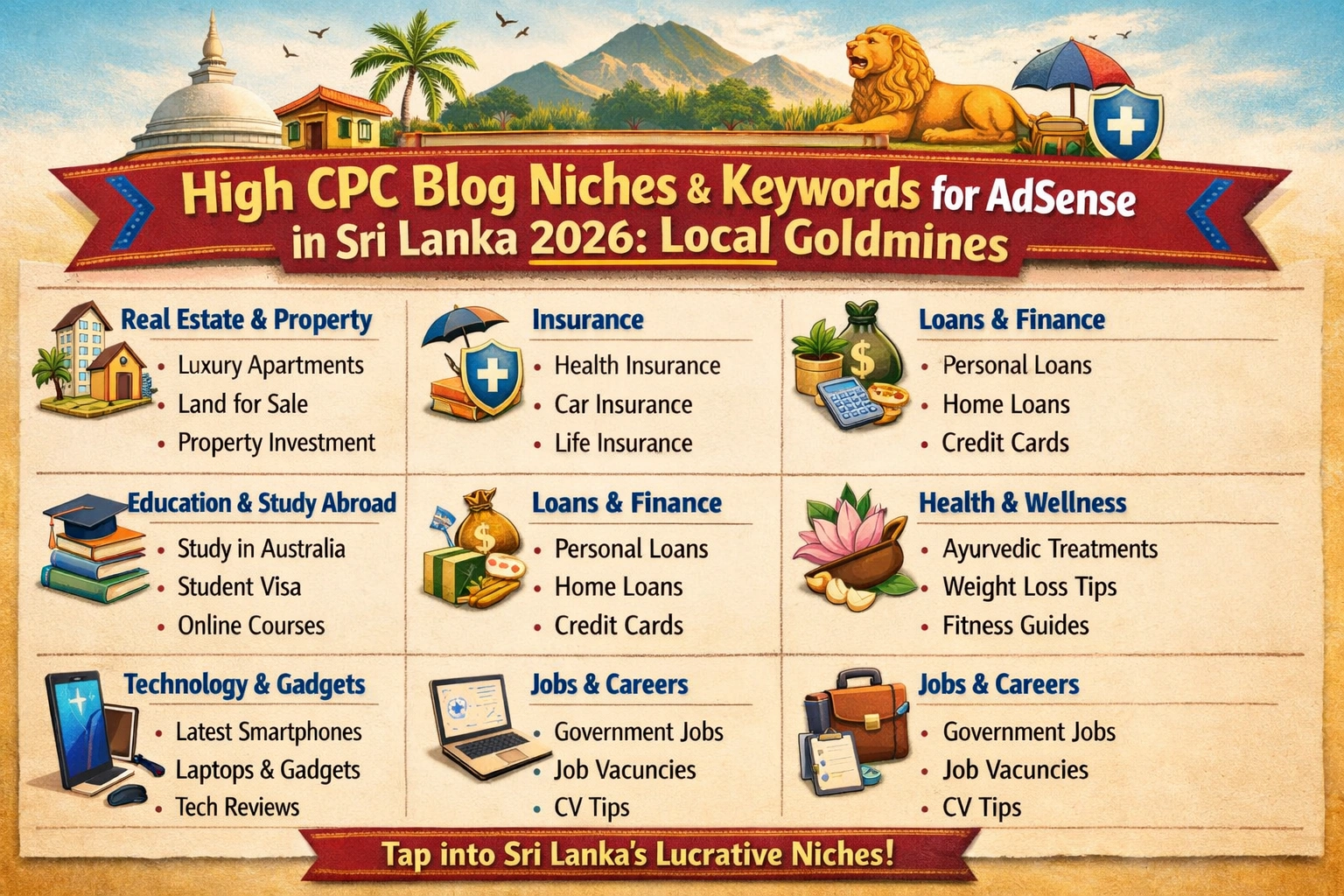 High CPC Blog Niches & Keywords for AdSense in Sri Lanka 2026: Local Goldmines